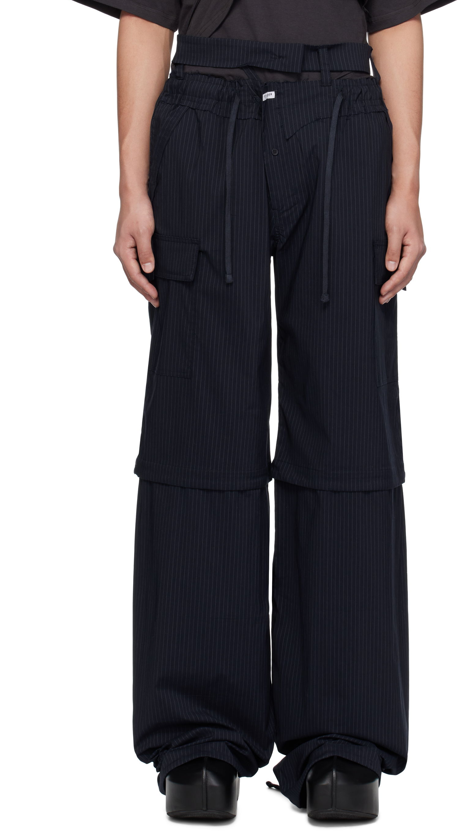 Cargo bukser Ottolinger Ottolinger Baggy Cargo Pinstripe Pants Sort | 106-200106-02, 0
