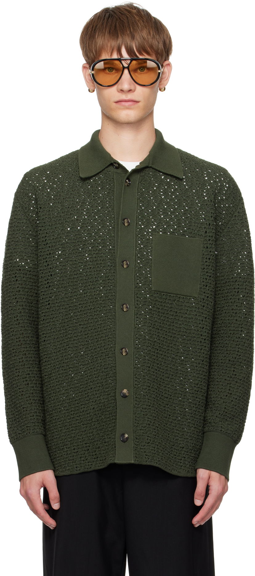 Sweater Bottega Veneta Bottega Veneta Crochet Cardigan Grøn | 841367V5SP03293