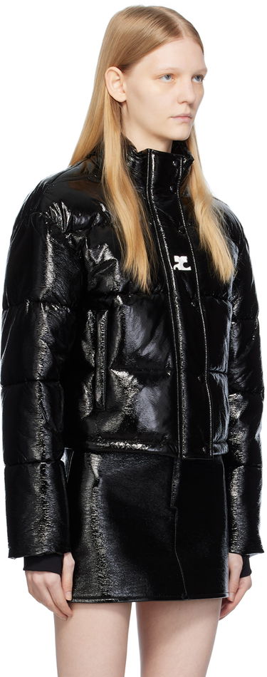 Puffer jakke Courrèges Courrèges Embroidered Puffer Jacket Sort | 323CMA106VY0016, 1