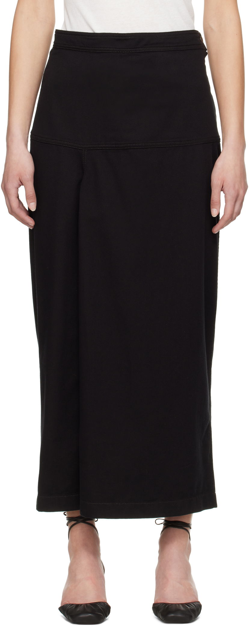 Nederdel LEMAIRE Lemaire Slit Midi Denim Skirt Sort | SK1046 LD1028