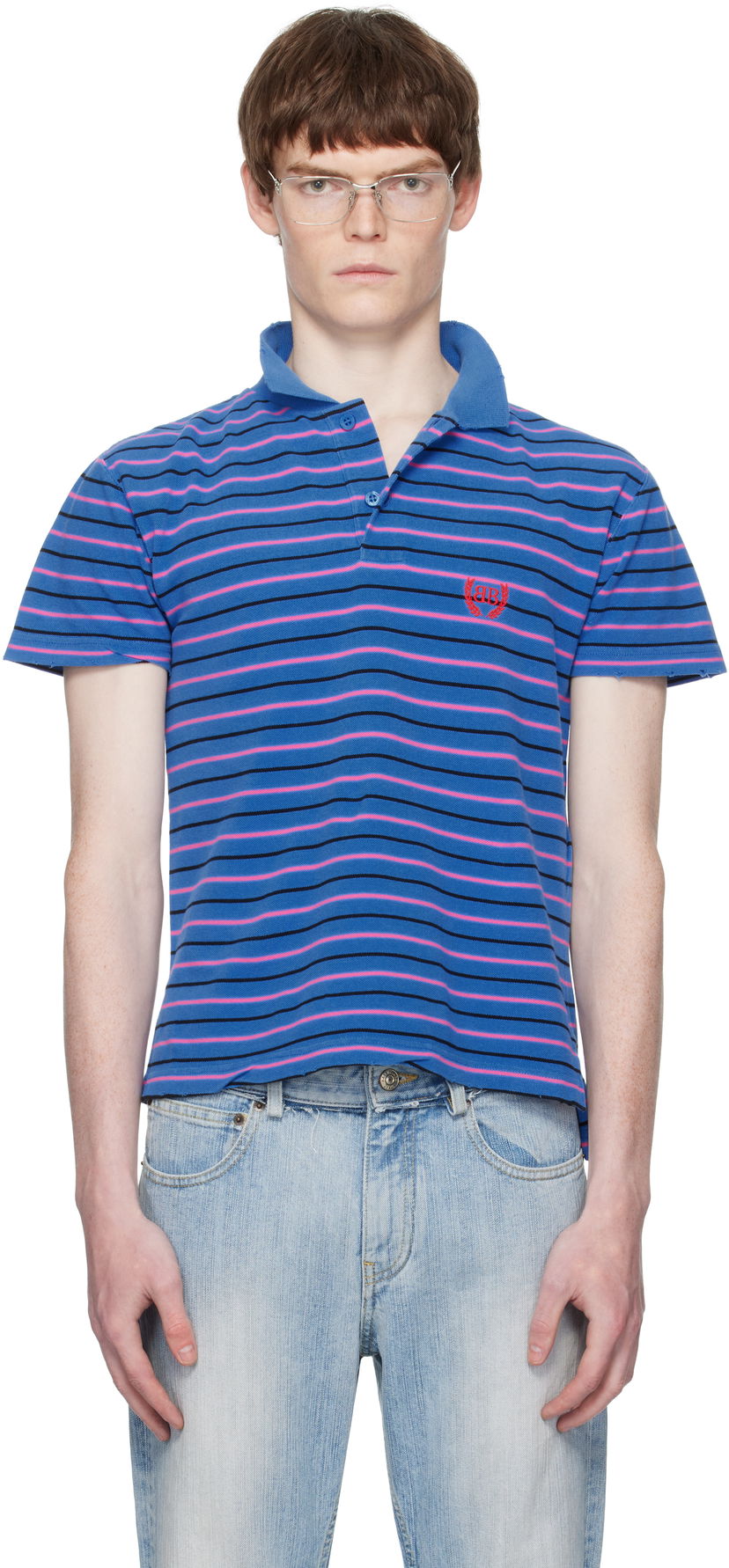 Polo skjorte Balenciaga Balenciaga Laurel Classic Fitted Polo Blå | 833244TSVF74326