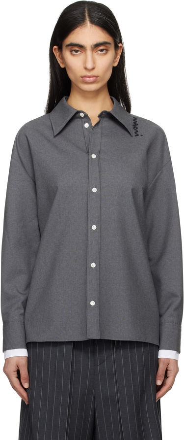 Skjorte Marni Marni Tropical Wool Shirt Grå | CAMA0613QS TW839, 0