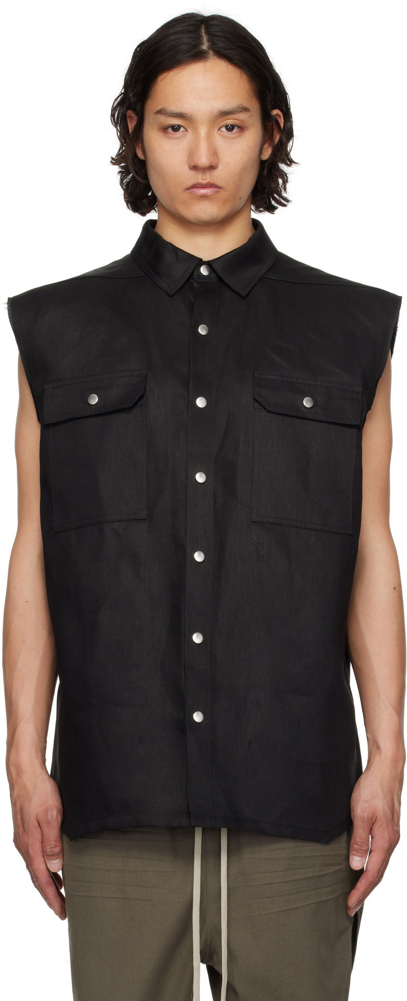 Vest Rick Owens Rick Owens Hollywood Jumbo Sleeveless Overshirt Sort | RR01E5708 TWL