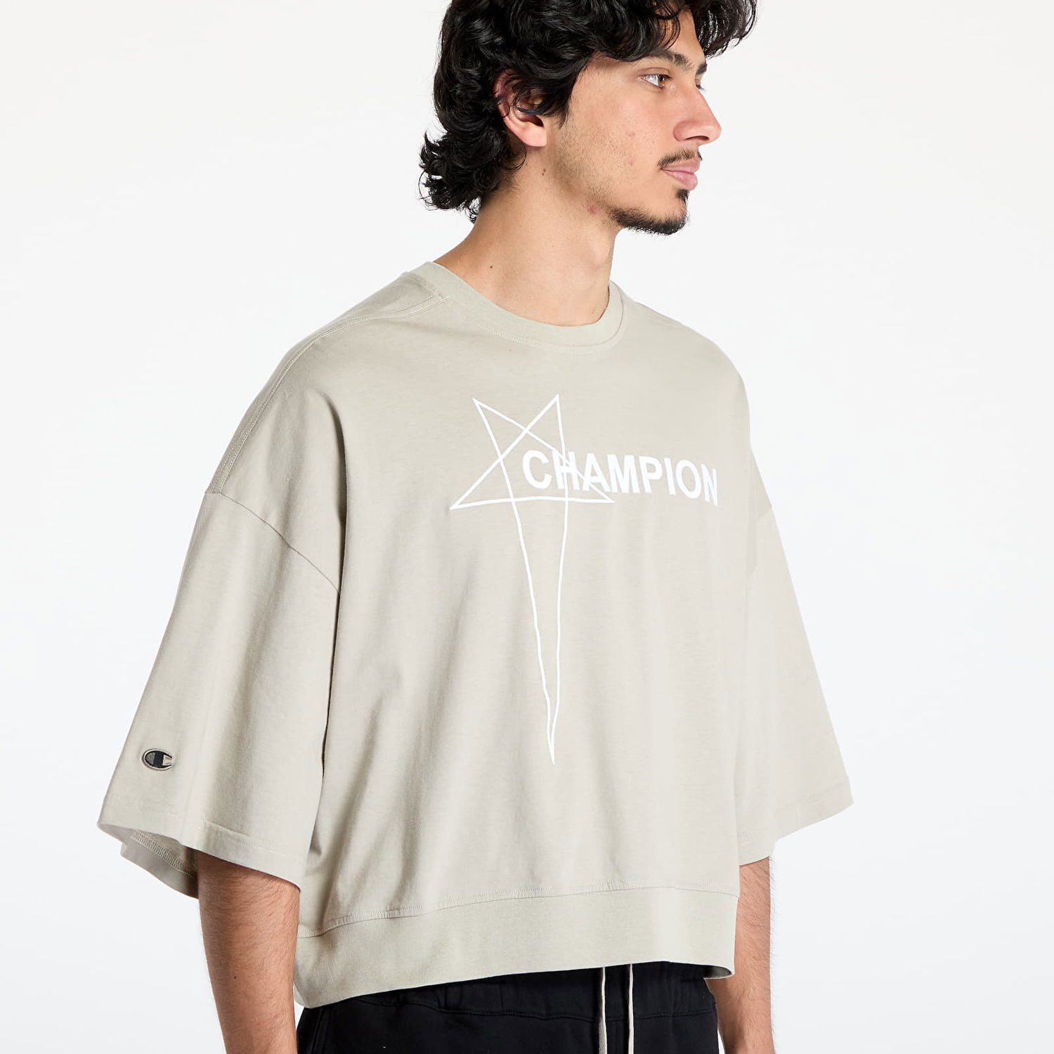 Shorts Rick Owens Rick Owens DRKSHDW x Champion Tommy Cropped T-Shirt Beige | CM01E1677 CHJG 08, 1