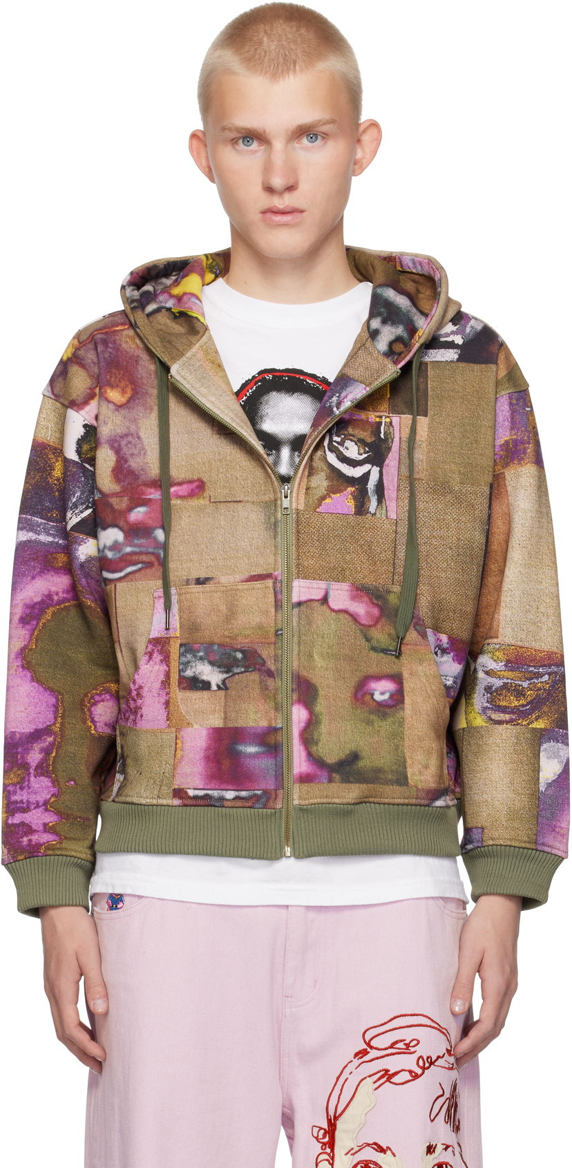 Sweatshirt KidSuper Faces Collage Zip Hoodie Flerfarvet | AW24-HD-01