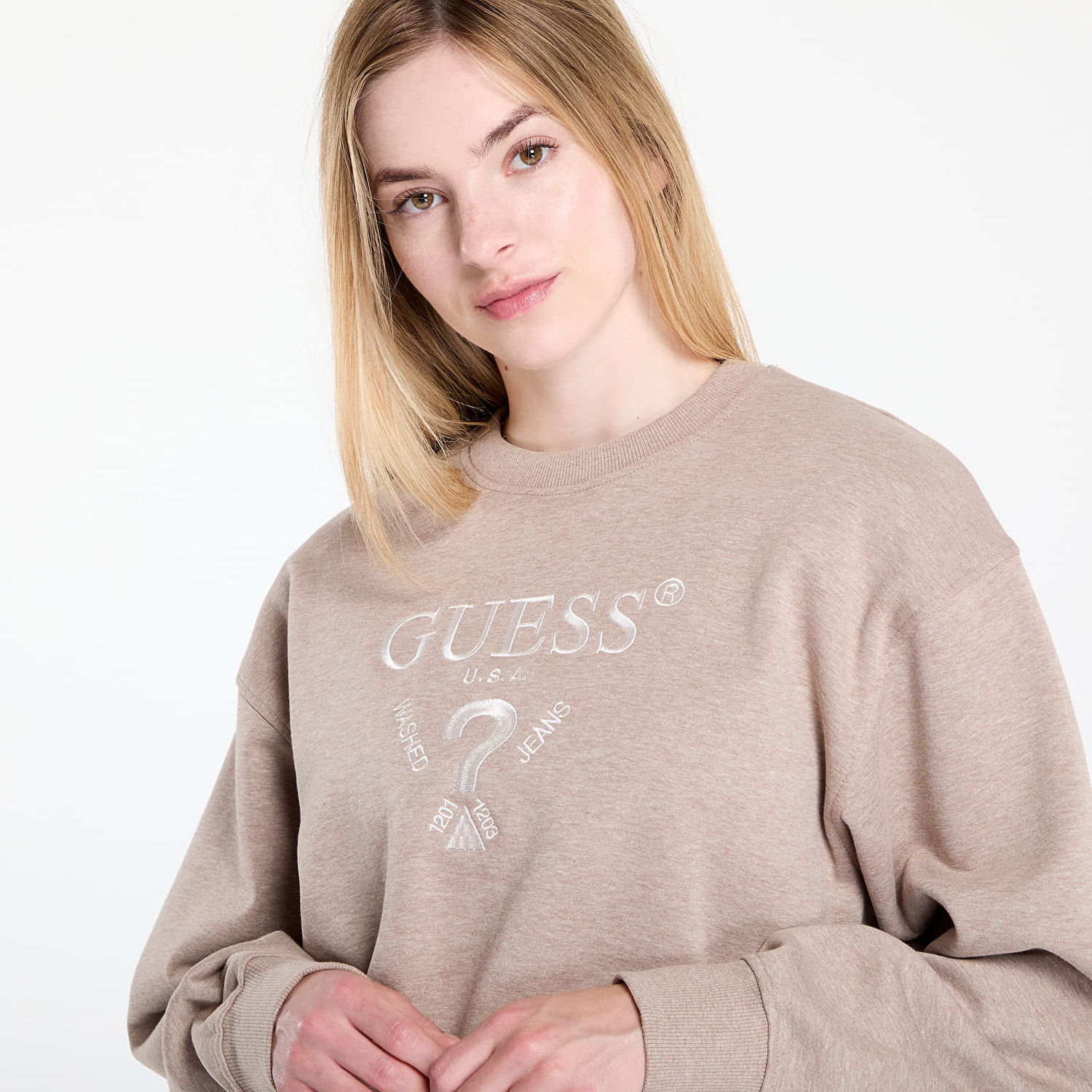 Sweatshirt GUESS GUESS Roberta Sweatshirt Beige | V5RQ12KC3D2-H11G, 1