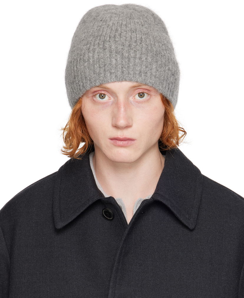 Beanie Dries Van Noten Gray Alpaca & Merino Wool Beanie Sort | 242-021244-9709