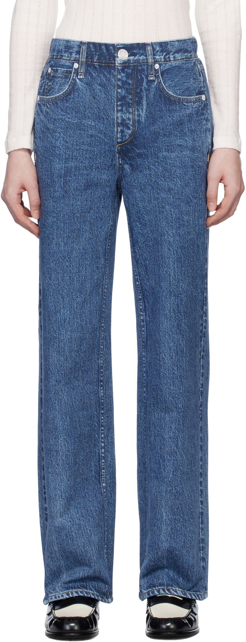 Jeans rag & bone Miramar Wide Leg Fleece Lounge Pants Blå | WCW24H70058205