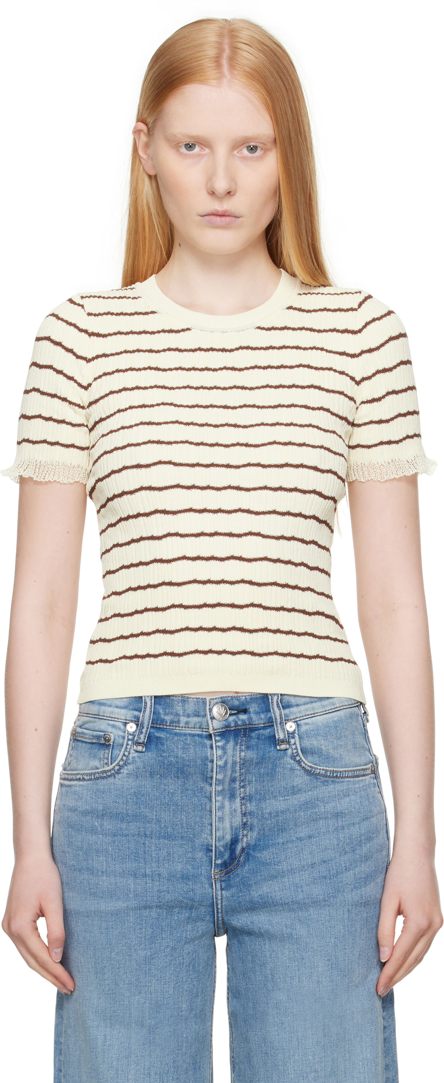 T-shirt rag & bone rag & bone Chiara Stripe Crew T-Shirt Gul | WAS25P025UG25, 0