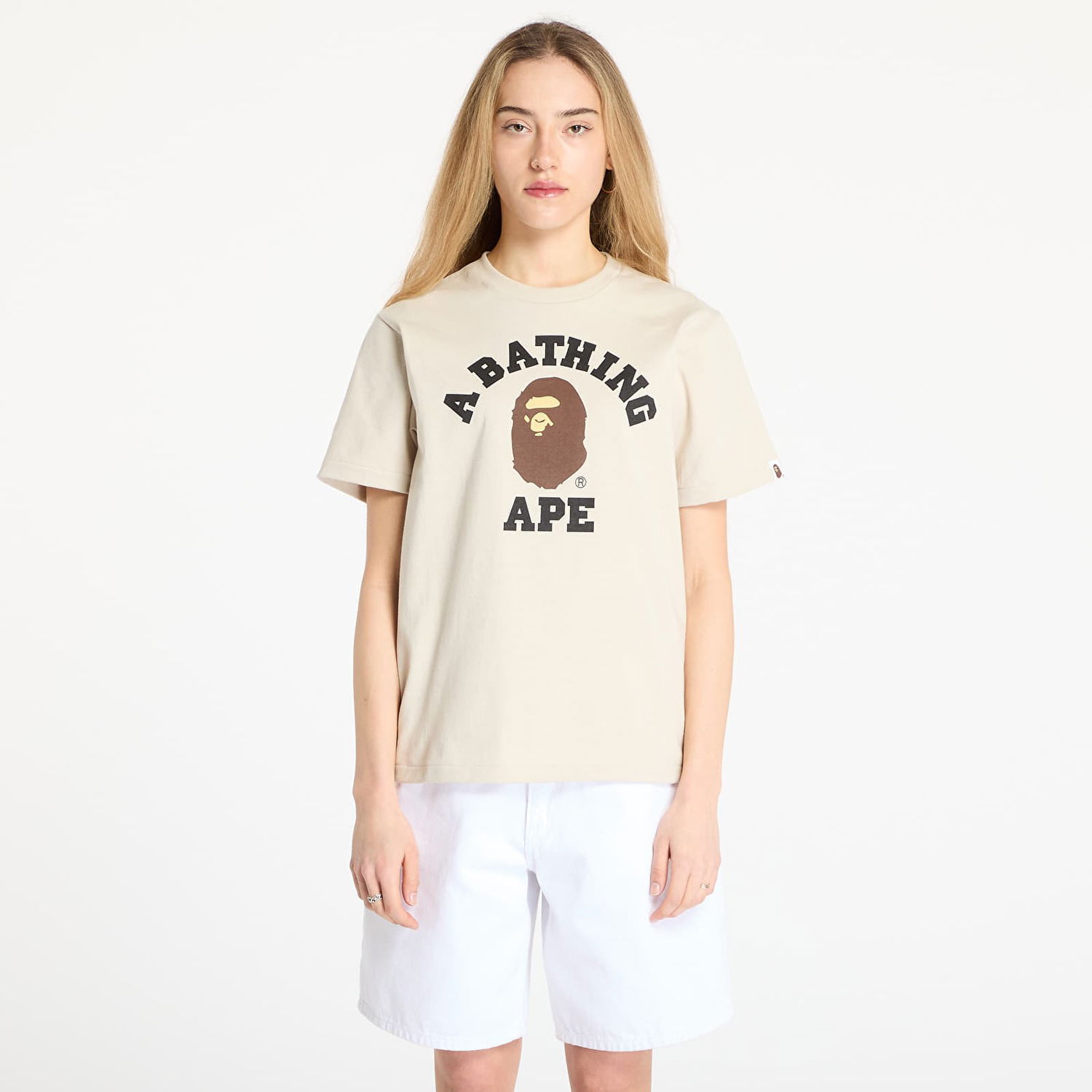 T-shirt BAPE A BATHING APE College T-Shirt Beige | 001TEL301001MBEI, 1