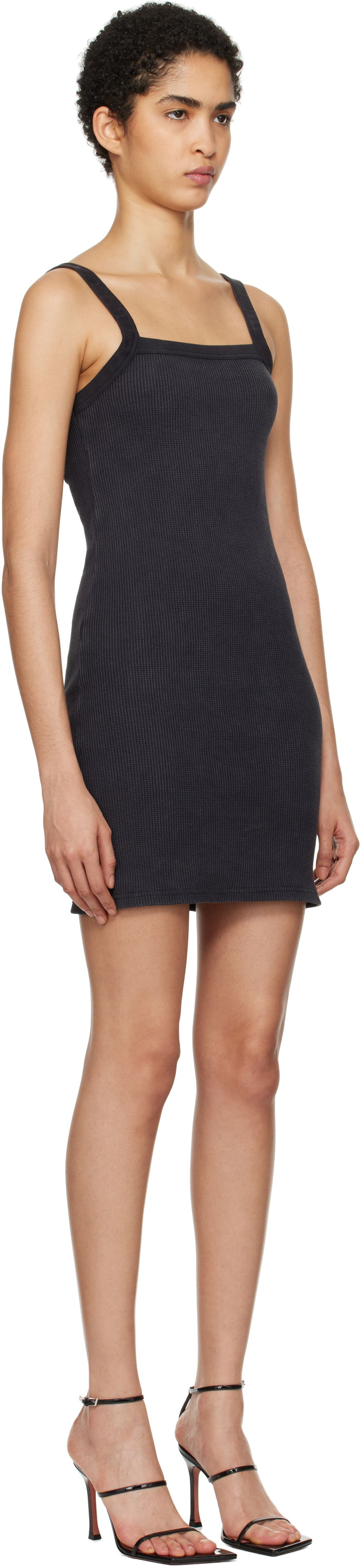 Kjole Alexander Wang Alexander Wang Waffle-Knit Stretch Cotton Mini Dress Sort | 8C4246605W, 1