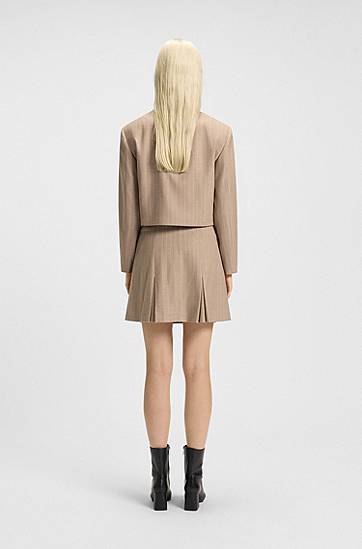 Jakke BOSS Relaxed Fit Pinstripe Flannel Blazer Beige | 50542658, 1