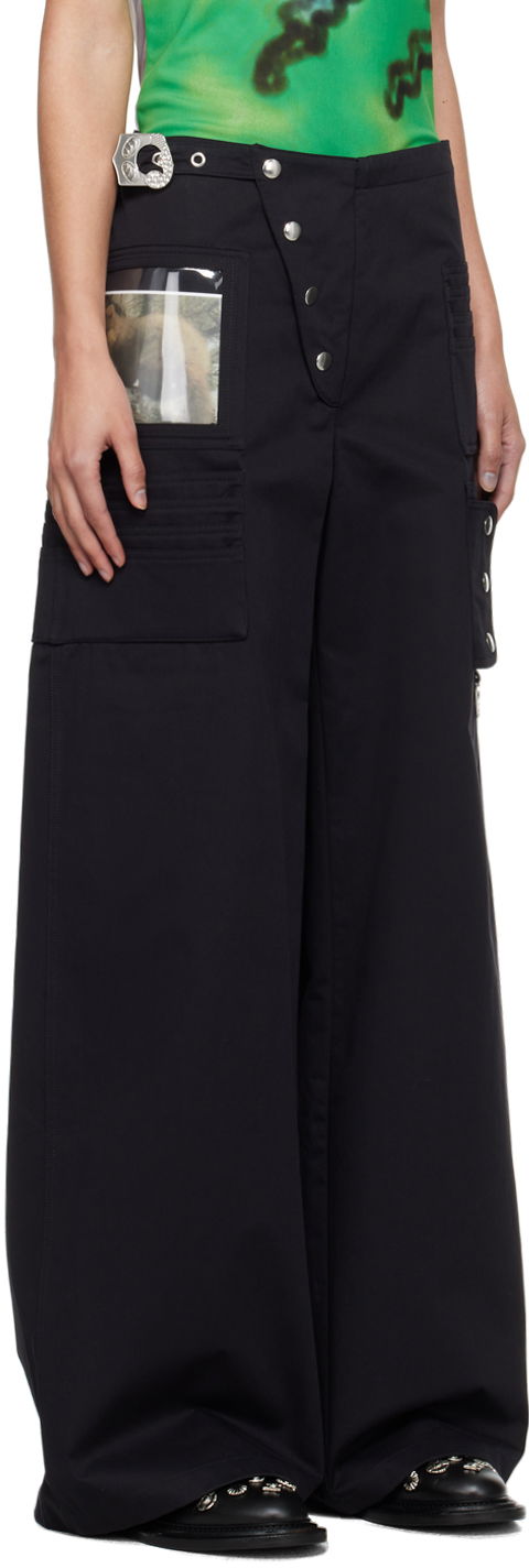 Cargo bukser Chopova Lowena Miller Wallet Black Wide-Leg Trousers Sort | 4077, 1