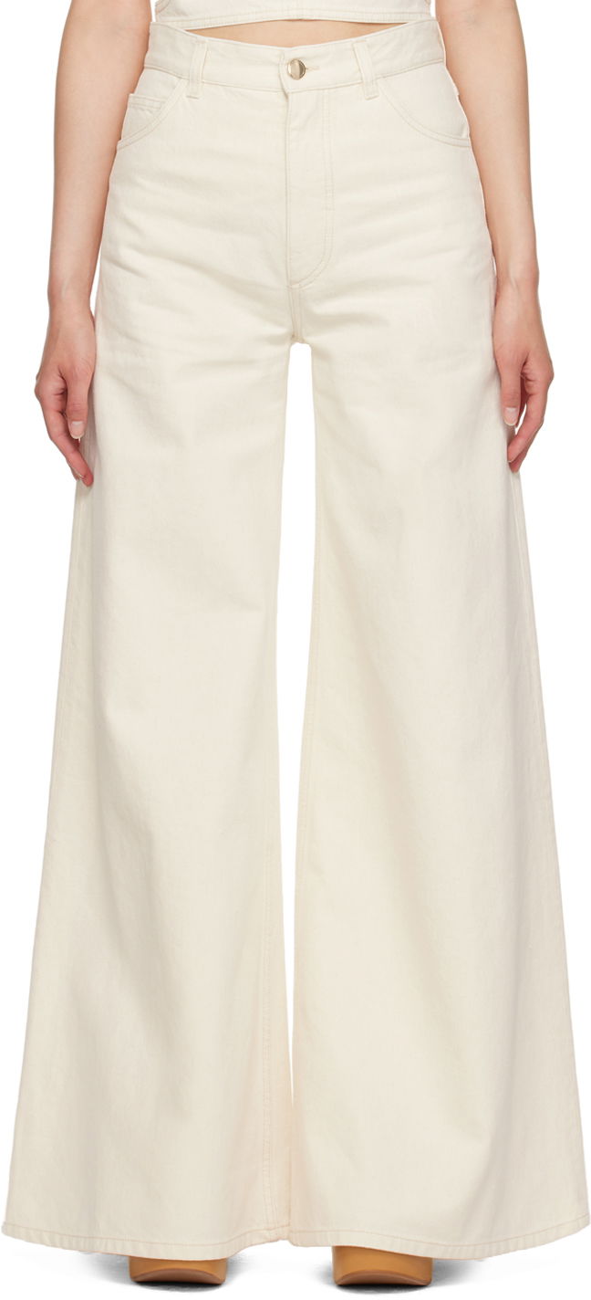 Jeans CHLOÉ Wide Leg Jeans Hvid | CHC23UDP22152