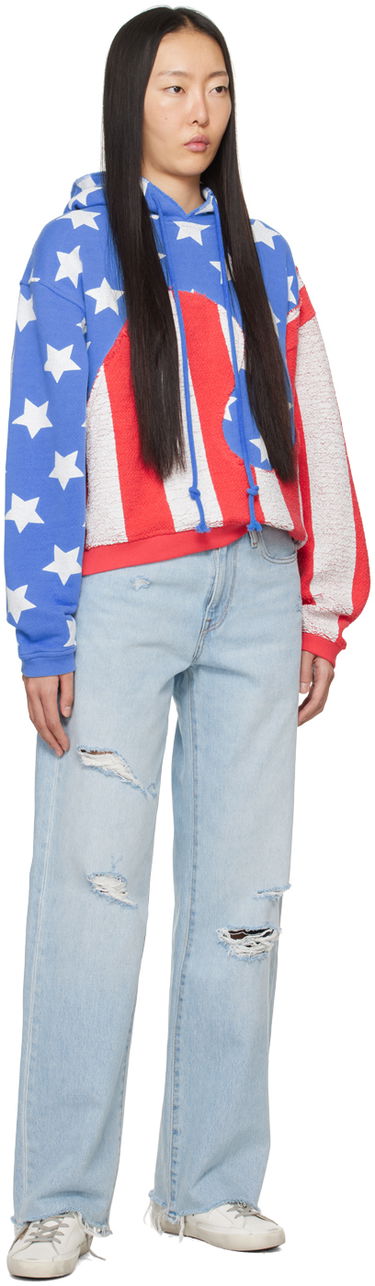Sweatshirt ERL Stars & Stripes Swirl Print Fleece Hoodie Rød | ERL07T022, 3