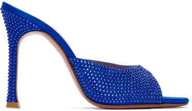 Tilbehør Amina Muaddi Amina Muaddi Alexa Crystal Slipper 105 Heeled Sandals Blå | ALEXA CRY SR SATIN, 0