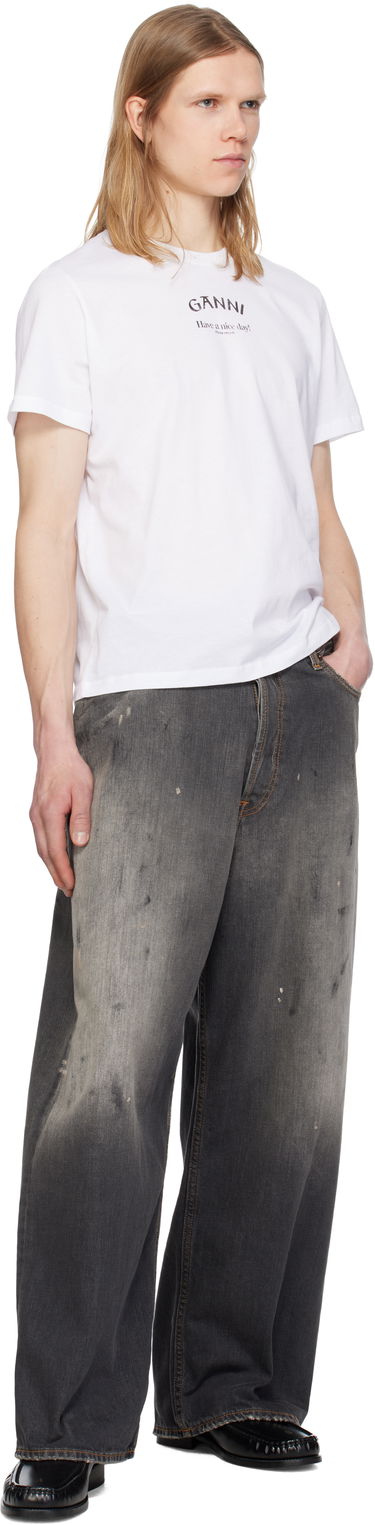 T-shirt GANNI Thin Jersey Relaxed T-shirt Hvid | T3561-151, 4
