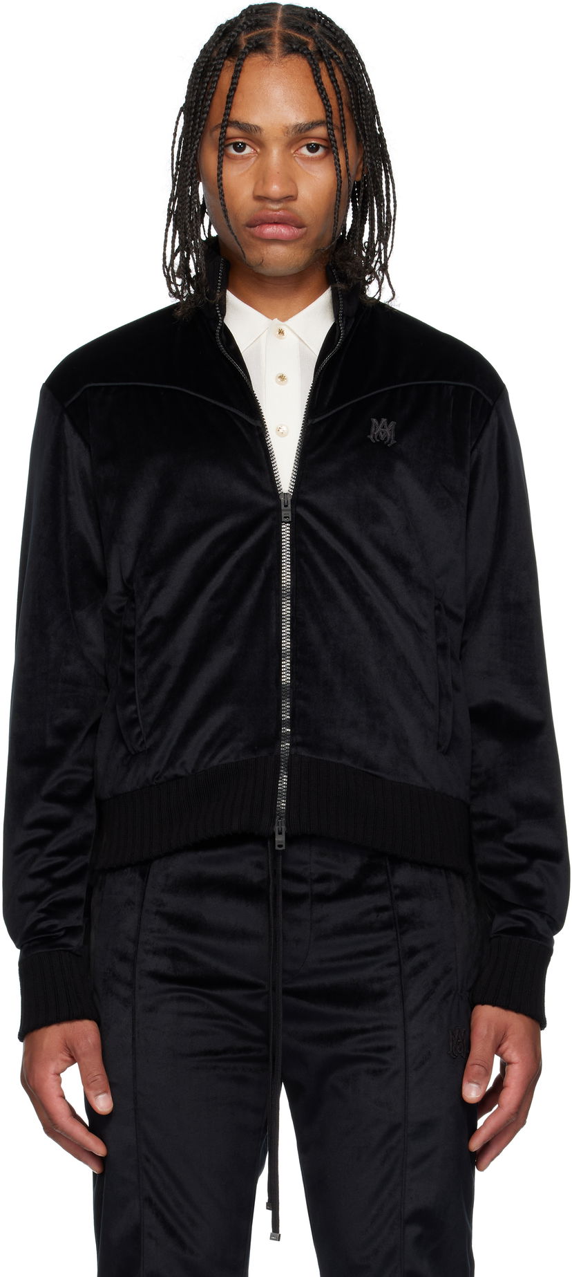 Jakke AMIRI AMIRI Velvet Track Jacket Sort | AMOUTJ1013