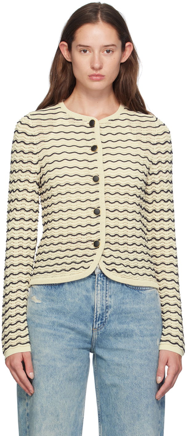 Sweater rag & bone rag & bone Elisa Wavy Knit Cardigan Beige | WAS24F068UG68, 0