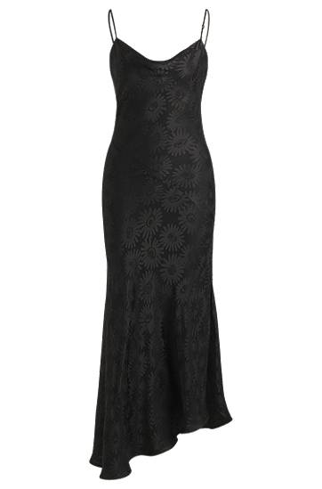 Kjole BOSS Floral Jacquard Asymmetrical Hem Dress Sort | 50542863