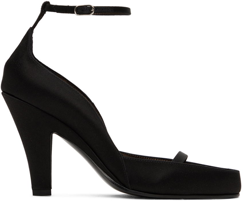Sneakers og sko The Row Ankle Strap Satin Heels Sort | F1392-W326, 0