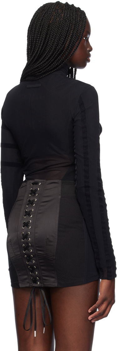 T-shirt Jean Paul Gaultier Jean Paul Gaultier Striped Flocked Semi-Sheer Turtleneck Bodysuit Sort | 24/30-F-BD048I-T004-0000, 2