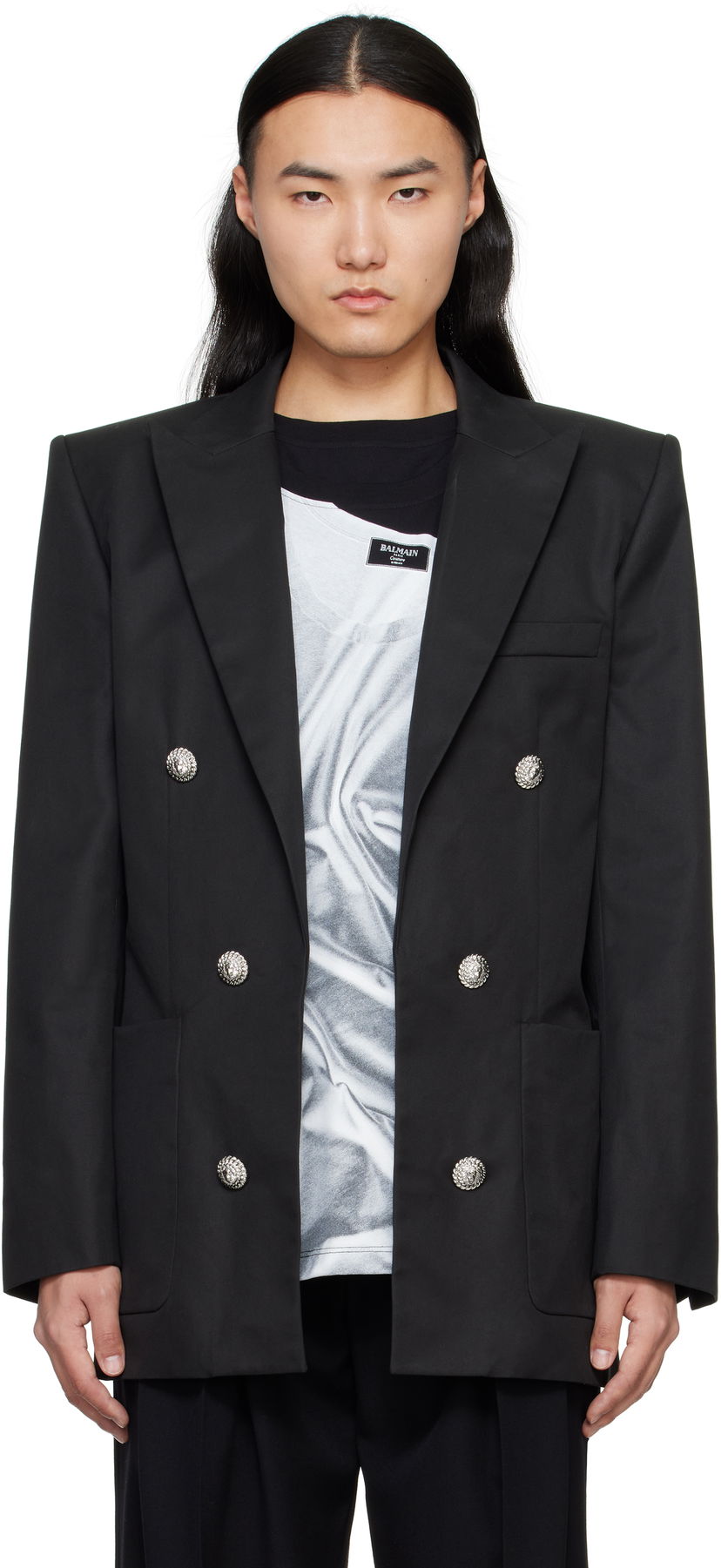 Jakke Balmain Balmain Six-Button Blazer Sort | EH1SG165CF74