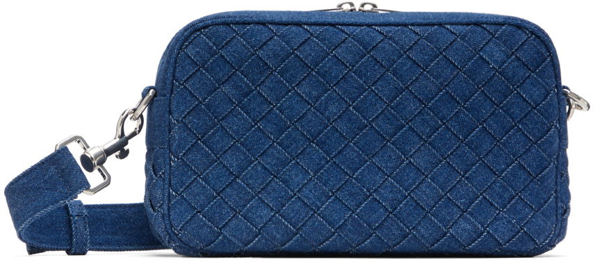 Skuldertaske Bottega Veneta Small Intreccio Bag Mørkeblå | 755353 V2ZK1, 0