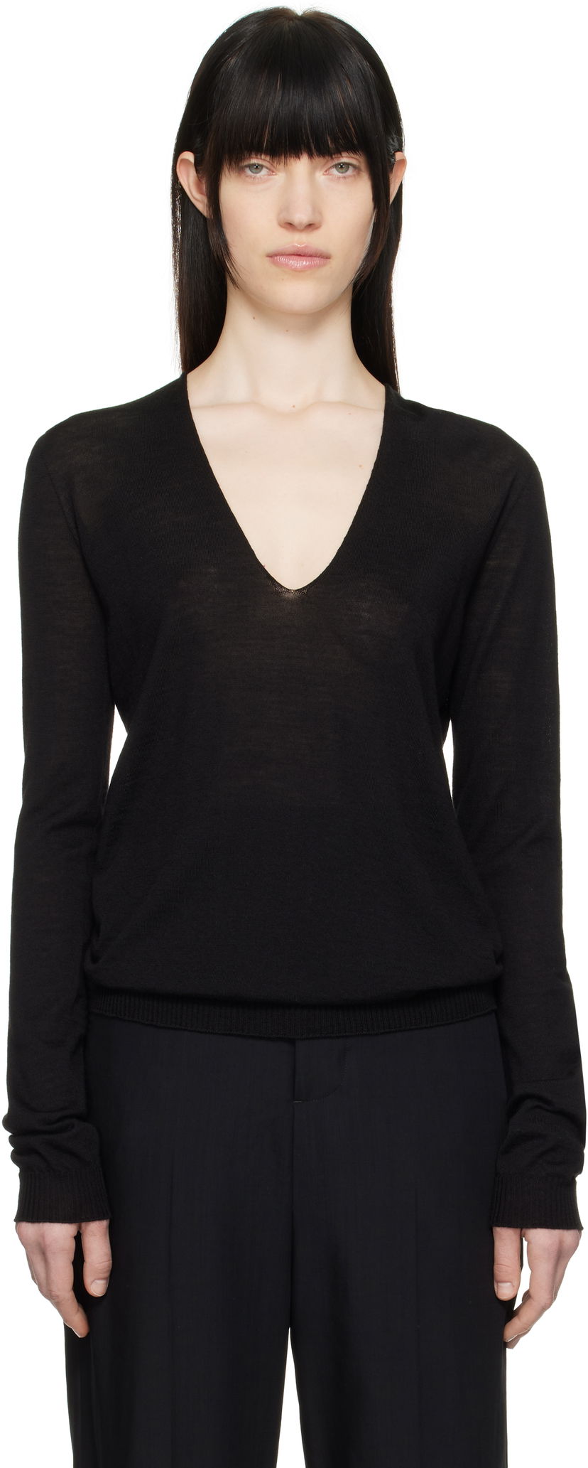 Sweater Rick Owens Rick Owens Hollywood V-Neck Sweater Sort | RP01E7623 M