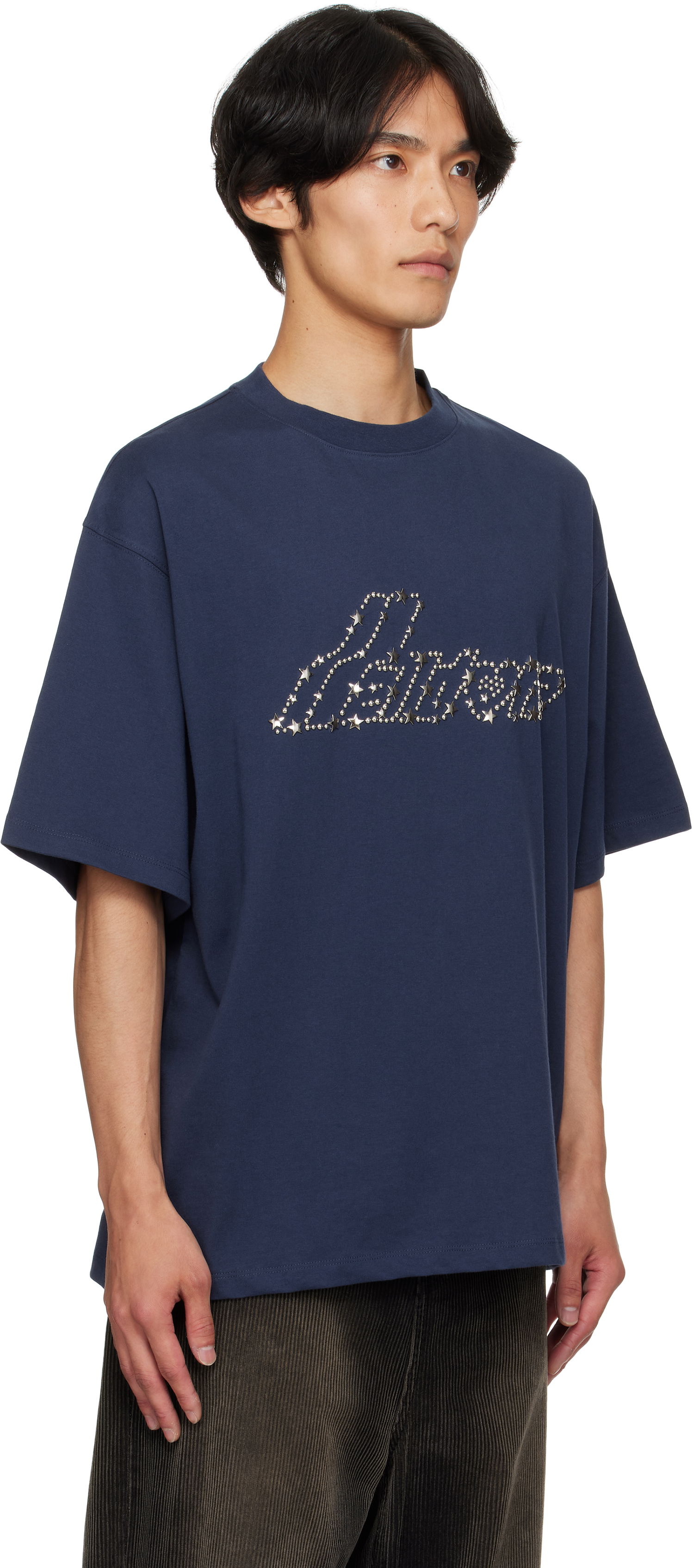 T-shirt We11done Pearly 'Se11done' Logo T-Shirt by We11done Mørkeblå | WD-TT2-25-735-U-NV, 1