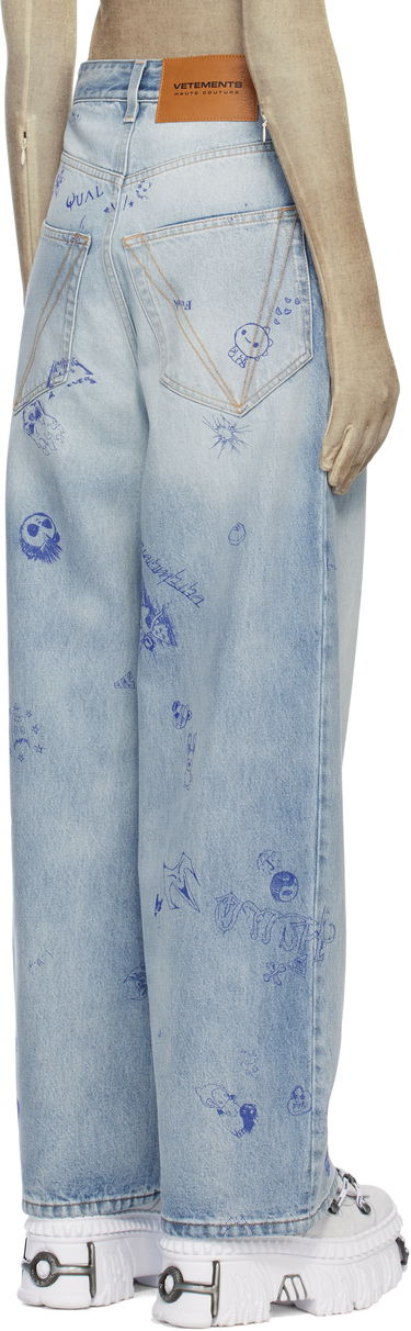 Jeans VETEMENTS Vetements Scribbled Baggy Jeans Blå | UA66PA550L, 2