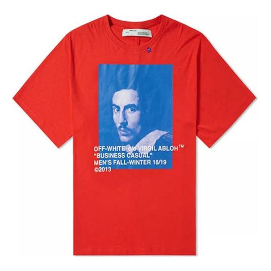 T-shirt Off-White Printing Short Sleeve Loose Fit T-Shirt Rød | OMAA038F181850112030, 0