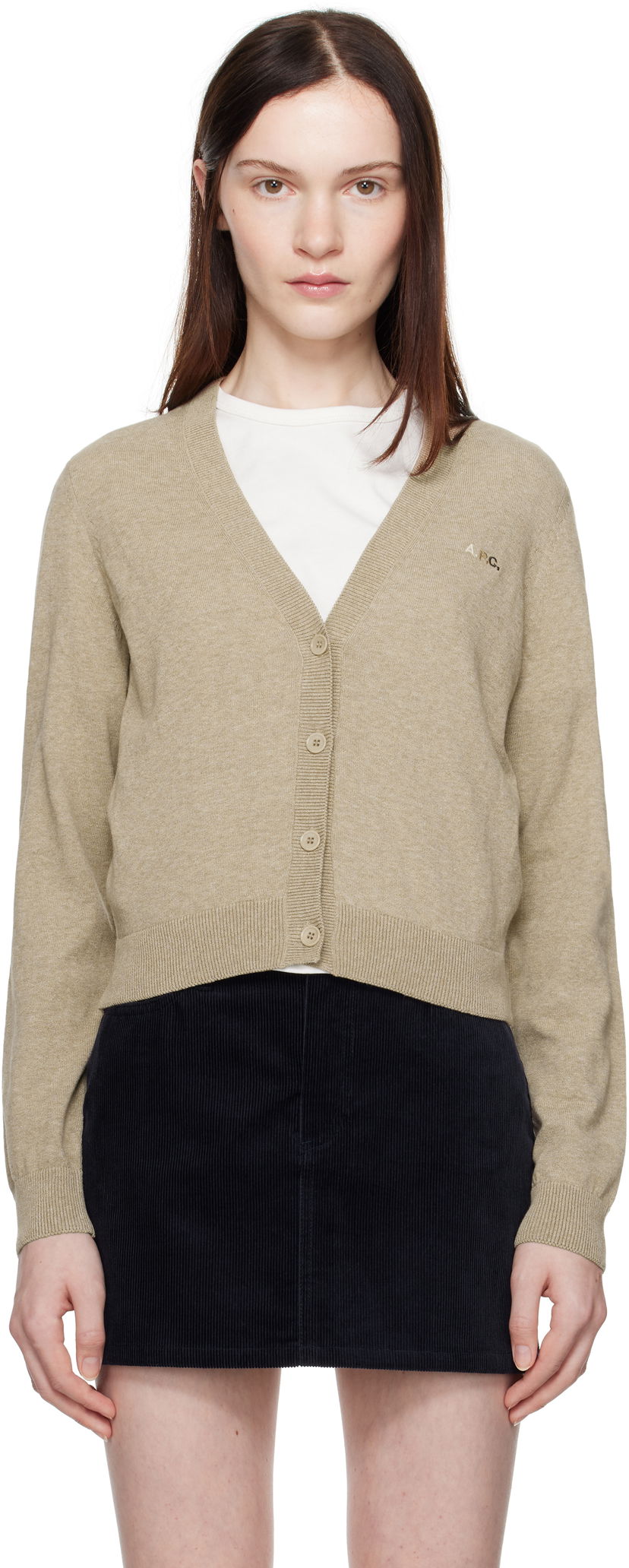 Sweater A.P.C. Josephine Cropped Cardigan Beige | COEZJ-F22316
