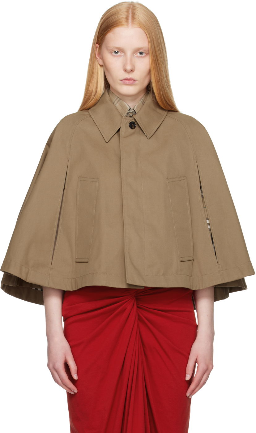Jakke Burberry Burberry Capelet Jacket Beige | 8110706