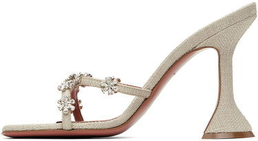 Tilbehør Amina Muaddi Amina Muaddi Lily 95 Heeled Sandals Beige | LILY SLIPPER 95 CL CANVAS, 2
