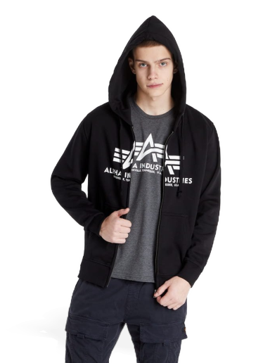 Sweatshirt Alpha Industries Basic Zip Hoodie Sort | 178325 03