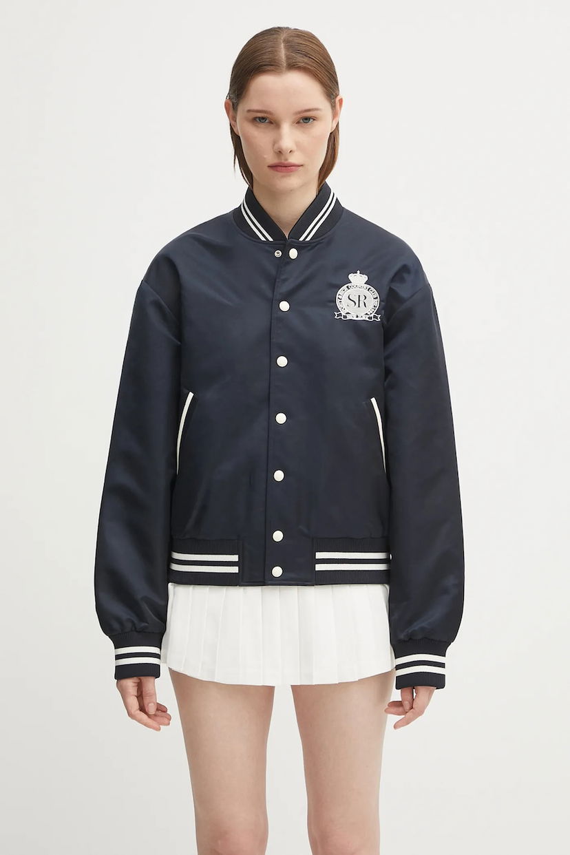 Bomberjakke Sporty & Rich Sporty & Rich Royal Club Nylon Varsity Bomber Jacket Mørkeblå | OW030620219BL106
