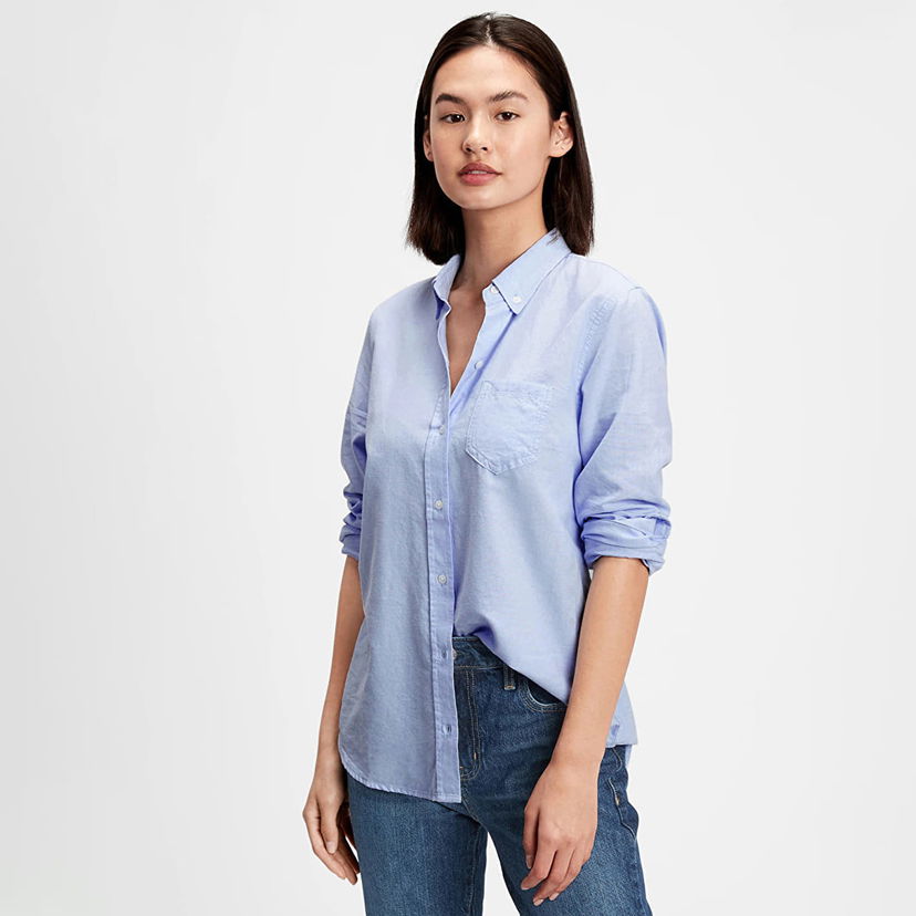 Skjorte GAP Fitted Oxford Shirt Light Blue Blå | 269247-00
