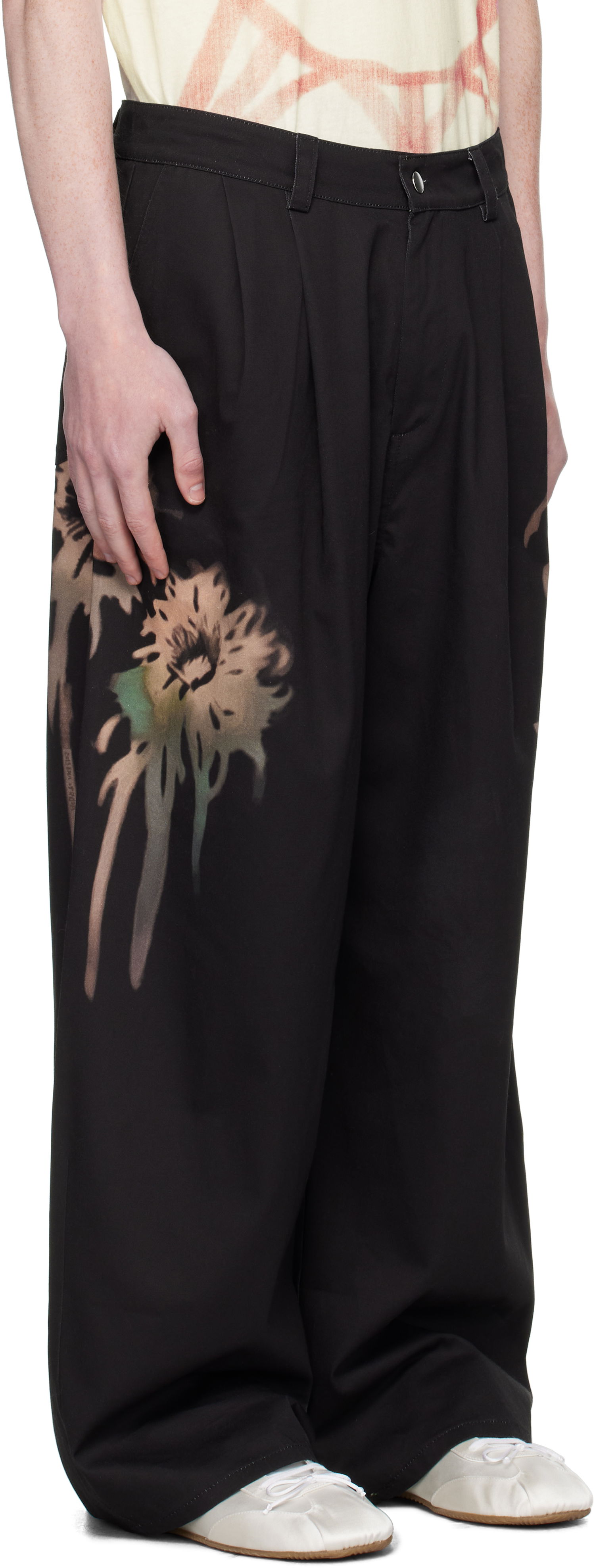 Bukser Collina Strada Collina Strada Catchfly Pleated Printed Trousers Sort | XX6042-B, 1