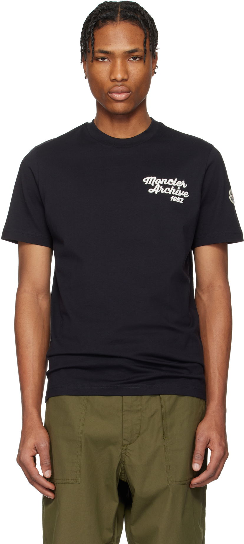 T-shirt Moncler Moncler Archive Embroidered Logo Cotton T-Shirt Sort | K10918C0006389AJS