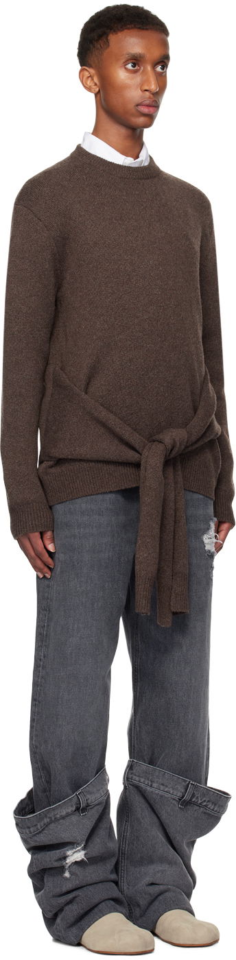 Sweater JW Anderson JW Anderson Draped Tie-Front Sweater Brun | KW1263-YN0384, 1