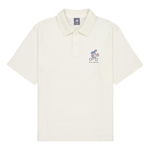 Polo skjorte New Balance Graphic Polo Shirt Hvid | NFE26061-IV