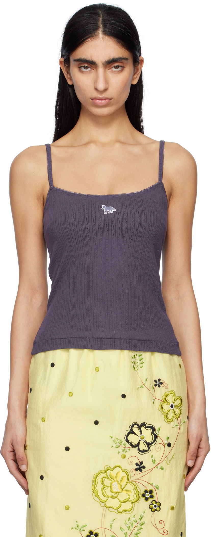 Tanktop MAISON KITSUNÉ Maison Kitsuné Baby Fox Patch Ribbed Camisole Lilla | OW00608KA0027