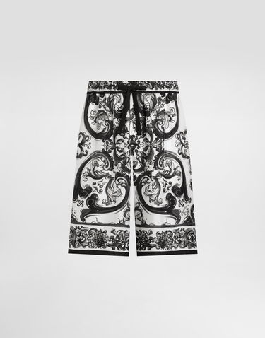 Shorts Dolce & Gabbana Dolce & Gabbana Majolica Print Silk Twill Shorts Hvid | GV37ATHI1S6HX5DQ, 0