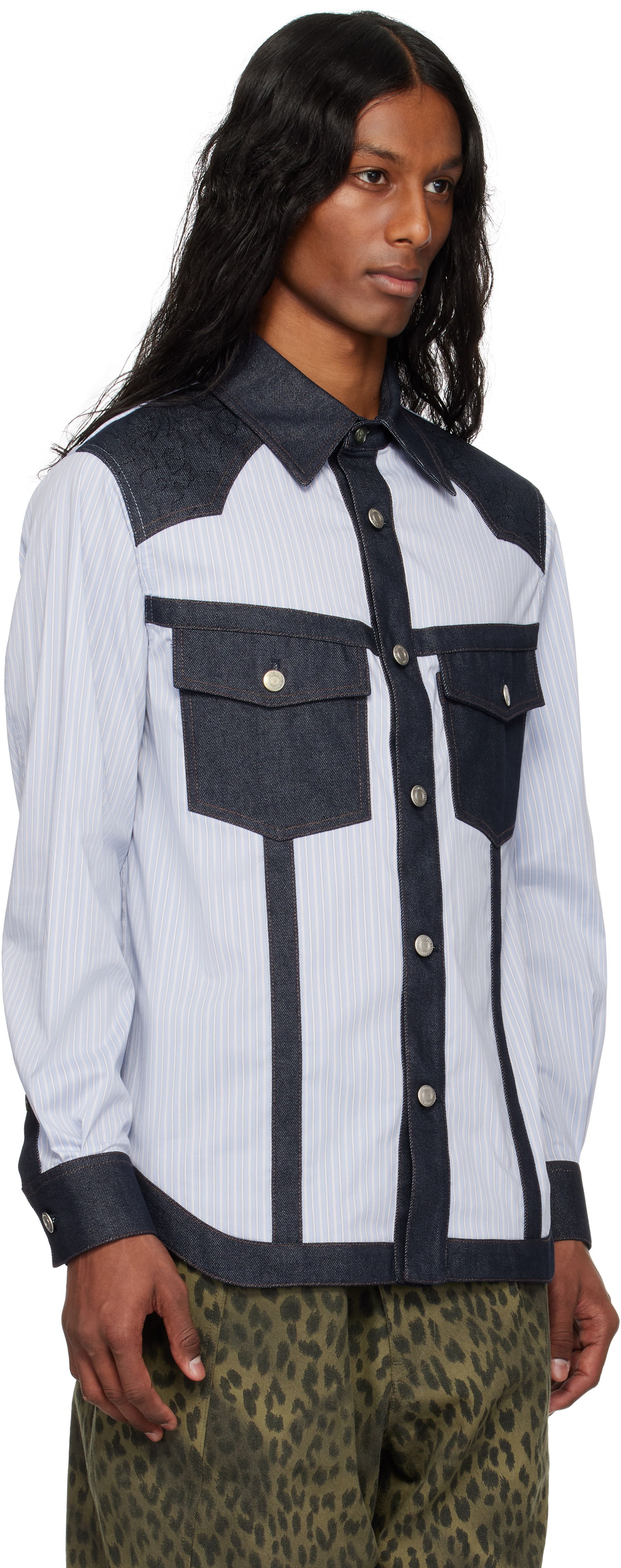 Skjorte Andersson Bell Andersson Bell Denim & Stripe Shirt Blå | atb1274m, 1