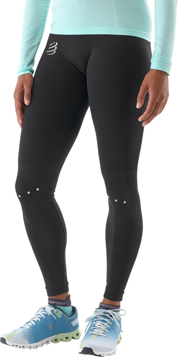 Leggings Compressport Winter Running Leggings with Reflective Dots Sort | atiw3259000, 0