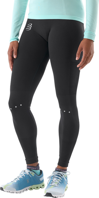 Leggings Compressport Winter Running Leggings with Reflective Dots Sort | atiw3259000, 0