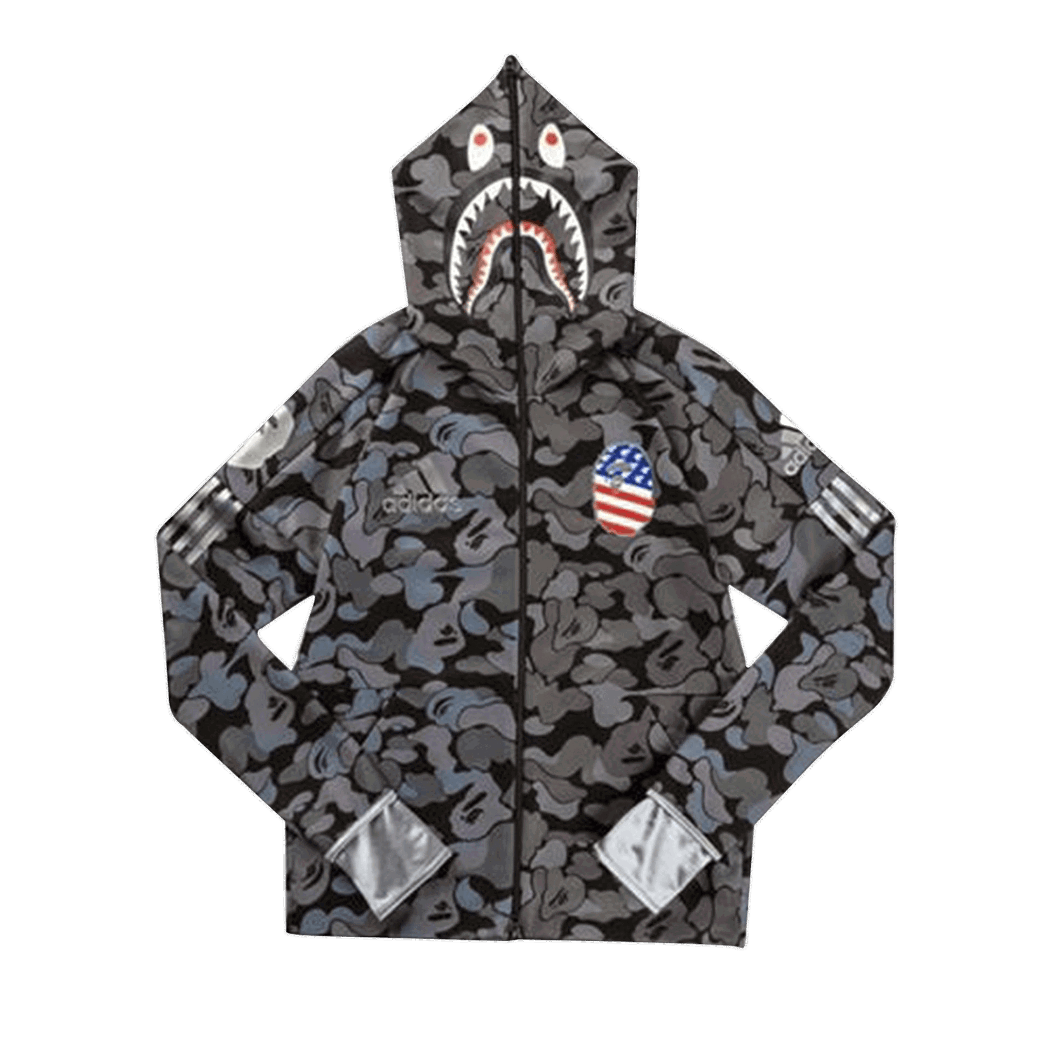 Sweatshirt BAPE x adidas SB Shark Hoodie Sort | EA2091, 0