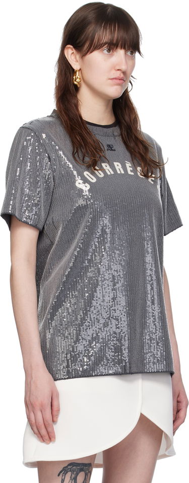 T-shirt Courrèges Courrèges Sequinned T-Shirt Grå | 124JTS008JS0136, 1