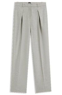 Pleated Straight-leg Trousers in Melange Stretch Flannel